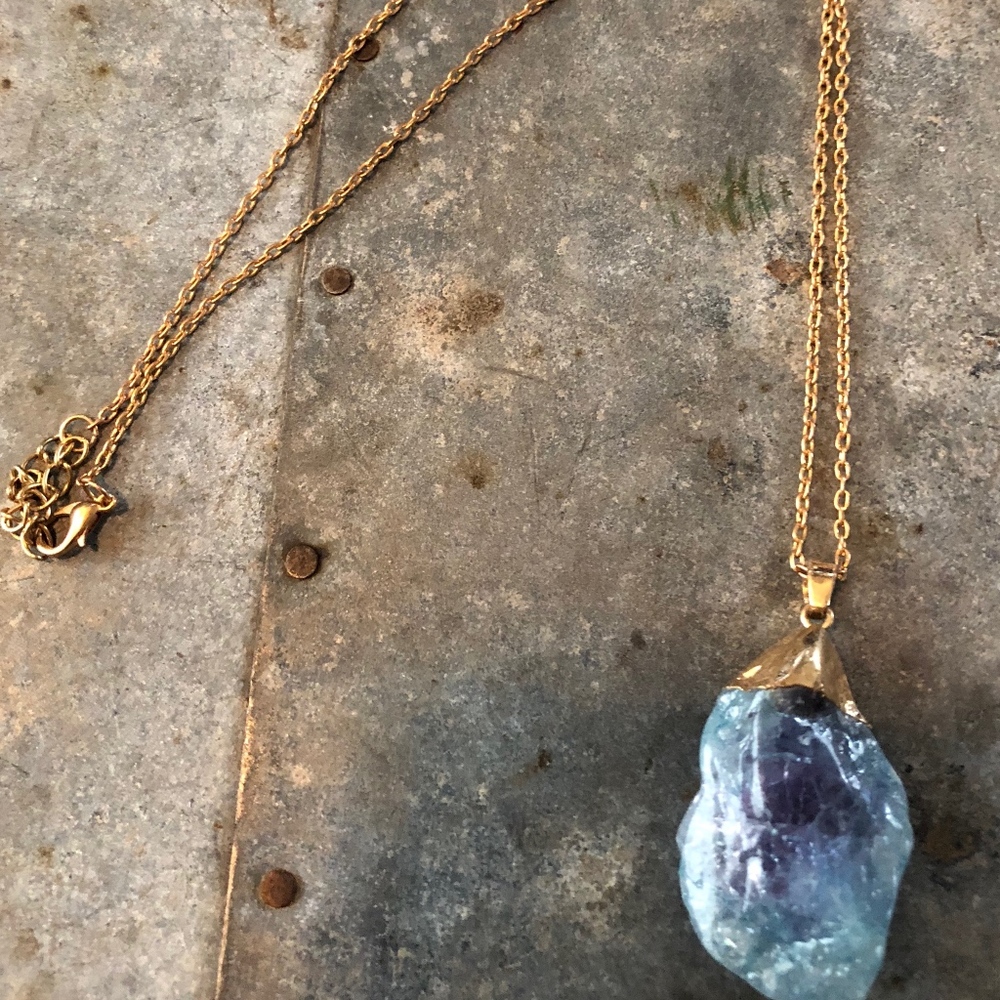 Blue and Gold Crystal Necklace